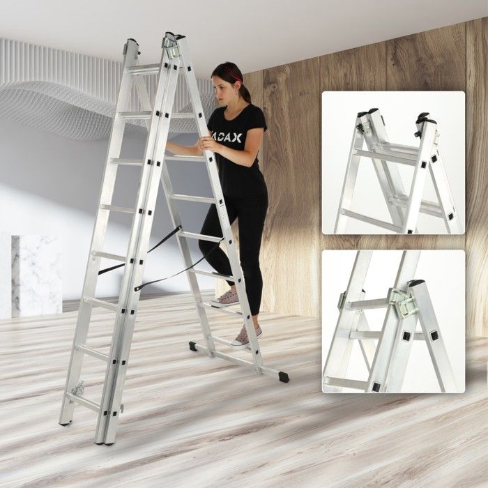 KADAX Escabeau en aluiniu, supporte jusqu'à 125 kg, pliable, pour