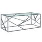 Lia Table Basse Transparent 120x60x40 Cm Verre Trempe Et Inox