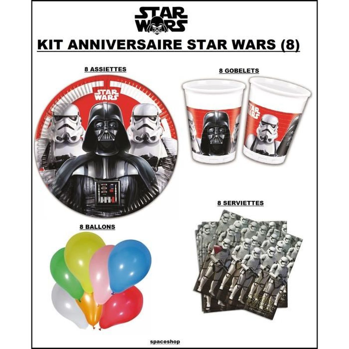Kit Decoration Anniversaire Star Wars 8 Achat Vente Set Vaisselle Jetable Cdiscount