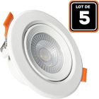 EUROPALAMP Lot de 5 Spot LED Encastrable Rond 5W - Blanc Neutre 4000K