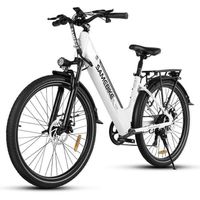 Samebike Vélo électrique 26"  VAE Moteur 500W - 36V/15Ah Batterie, Autonomie de 120 km,Shimano 7 Vitesses, Fourche Suspendue,Blanc
