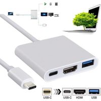 INECK® USB 3.1 Type-C Adaptateur HDMI USB-C numérique AV adaptateur multiport pour Apple Macbook Chromebook Pixel Dell USB-C à HDTV