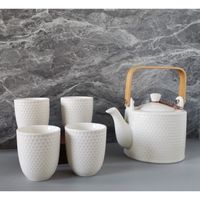 KOPYFANTAP Service a The en Ceramique Simple Moderne Japonaise, Theiere Noir Mat emaille de 900 ml avec 1 Filtre et 4 TassesM