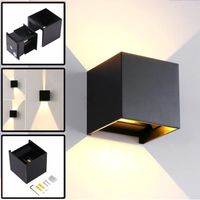 12W Led Applique Murale Exterieur Interieur Noire Anti-Eau IP65 Réglable Lampe Moderne Design (Inclure l'ampoule)