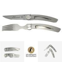 Kit couteau et fourchette Le Thiers, manche acier, design ultra plat