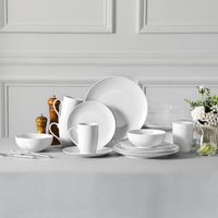 MALACASA Vaisselle AMELIA, Service Complet de Table 16 pièces, Rond Premium en Porcelaine avec pour 8 personnes - Blanc