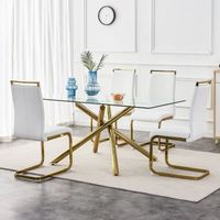 Chaise de salle à manger - Lot de 4 chaises modernes - Structure en métal chromé - Dossier en similicuir PU - Blanc - 42x54x100cm