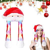 Chapeau de Noël en peluche avec oreilles qui bougent - Bonnet Oreille Qui Bouge pour Femmes Fille - Blanc