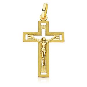 Pendentif Croix En Or 18 Carats Lucchetta - Bijou Religieux Unisexe | Fabriqué En Italie | Cadeau Baptême, Communion