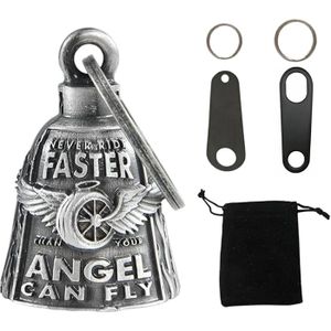Clochette Guardian Bell Pour Moto - Alliage De Zinc, Design Ange 3D, Anneau Suspendu, Porte-bonheur Pour Motard - 2