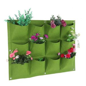 MUR VÉGÉTAL STABILISÉ Plante de jardin suspendue verticale biodégradable à 12 poches avec sac de jardinière (vert)-TIP