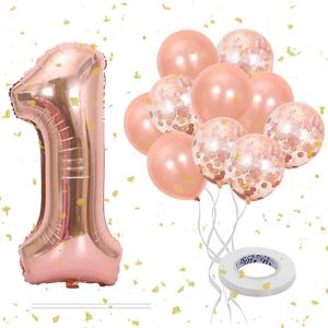 BALLON DÉCORATIF  Ballon d'anniversaire 1er anniversaire - Or rose -