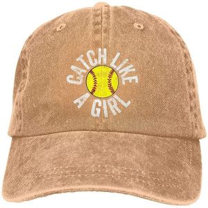 CASQUETTE Attrapez comme une fille Softball Catcher Cowboy Denim Hat Unisex Hip Hop Black Baseball Caps[3145]