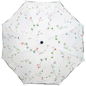 Parapluie Pliant Ombrelle Femmes Parapluies Automatique Cr/ème Solaire Anti UV Marque Parapluie Pluie Femmes Grandes Fleurs Parasol Femelle Parapluie Pliant Coupe-Vent Blanc de Riz