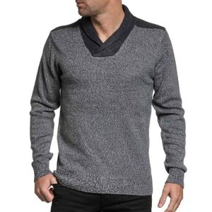 Pull à manches longues pull d'hiver de coton col châle des hommes