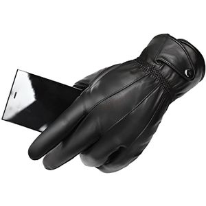Homme 100% cuir noir écran Tactile doux polaire doublé conduite Thermique Gants 