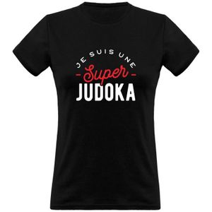 T-SHIRT MAILLOT DE SPORT Tee-shirt femme humoristique - Otshirt - Super judoka - Manches courtes - Noir