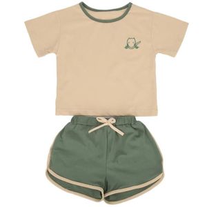Ensemble de vêtements TMISHION Ensemble de pantalons de t-shirt pour bébé en bas âge d'été simple filles mignonnes costume (Vert 100CM XL)-GXU