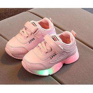 BASKET Chaussures Enfants Lumineuses - ECELEN - Luminous - Rose - Fille - Bébé - Scratch - Plat