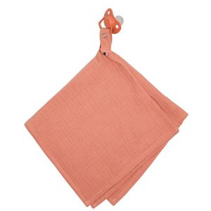 DOUDOU Doudou lange - attache tétine en gaze de coton - Jeanne Terracotta - Orange - Bébé - 40 cm x 40 cm