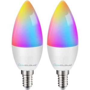 AMPOULE INTELLIGENTE Homcloud Paquet de 2 Ampoules Smart Wi-Fi Intelligent LED Bulb Multicolor + Blanc Doux E14 G45 dimmable, télécommande avec APP, 164
