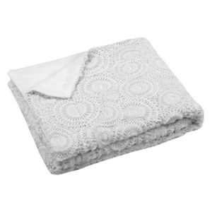 PLAID RICCIO FAUSSE FOURRURE NOIRE À MÉCHES BLANCHES 130X160 DOUBLÉ SUÉDINE