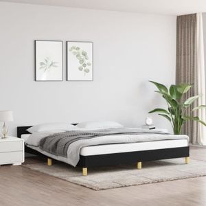 STRUCTURE DE LIT HOP-Cadre de lit avec tête de lit Noir 180 x 200 cm Tissu-HOP347433