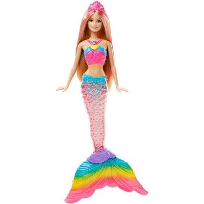 Barbie Poupee sirene avec lumieres Arc en Ciel DHC40 Cdiscount Jeux Jouets