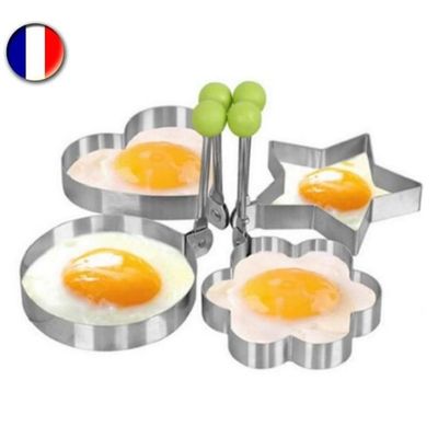 Lot De 4 Moules à Œufs Frits/Crêpes En Acier Inoxydable Antiadhésif - N1 - Neuf