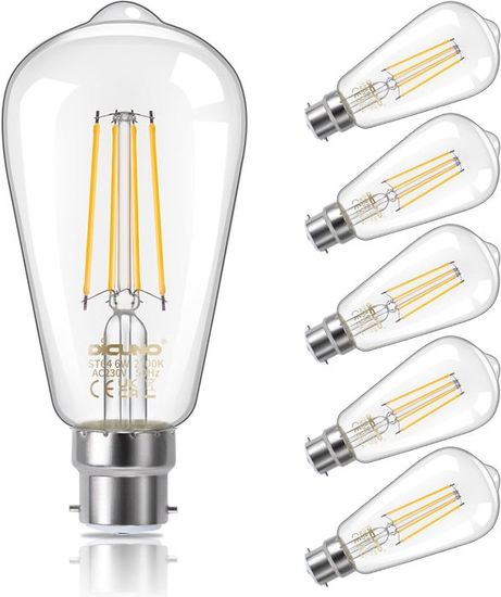 Ampoule LED B22 vintage blanc chaud 2700K 6W ampoule filament quivalent ...