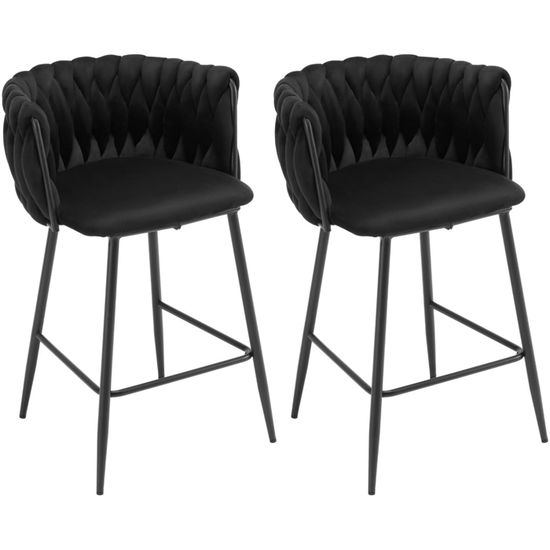 2 Tabourets De Bar EUGAD En Velours - Pivotants, Hauteur Réglable 61-82cm, Avec Dossier - Gris