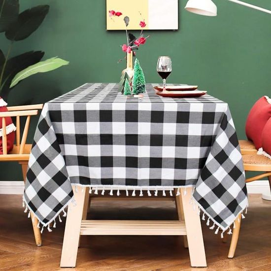 Chemin De Table Pottery Barn à Pompons Et Carreaux - Style Ferme Rustique 18x108 Pouces