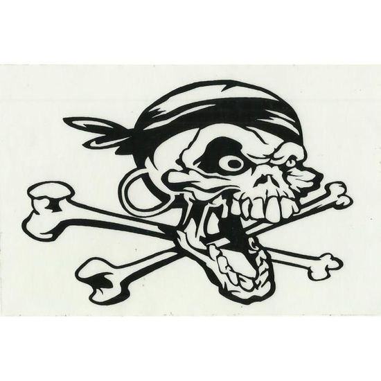 Autocollant Sticker Tuning Tribal Skull Tete De Mort Noir