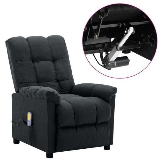 STAR®1901 Chaise de relax de luxe BEST Fauteuil de massage inclinable électrique Gris foncé Tissu ,taille:74 x 99 x 102 cm