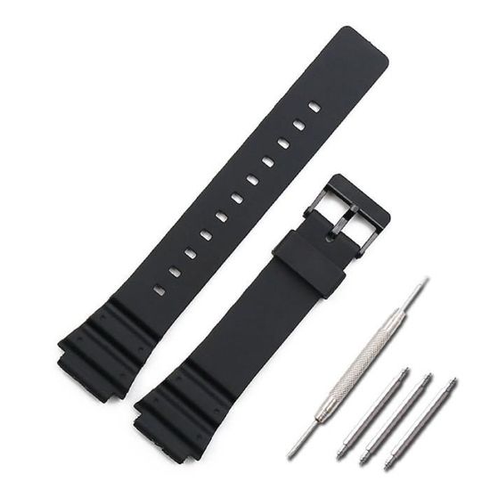 Bracelet en résine homme épingle boucle montre accessoires sport bracelet étanche pour Casio MRW 2 -Black-18mm