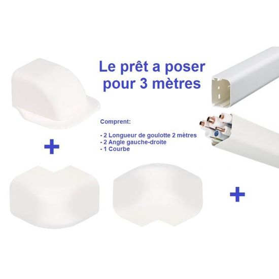 Goulotte Ivoire T06 Longueur 2m Pour Climatisation Reversible Et Pompe A Chaleur