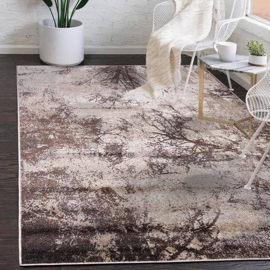 Tapis de Sol Mazovia - modèle PETRA - Qualité Oeko-Tex - Marron Beige