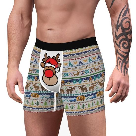 CULOTTE SLIP Homme Noël, Hommes drôles Impression 3D Boxeurs Noël