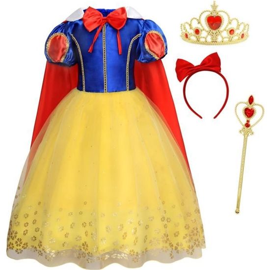 Déguisement Princesse Blanche Neige Fille - LCC - Robe Anniversaire Fête Halloween Noël Partie Carnaval Cosplay