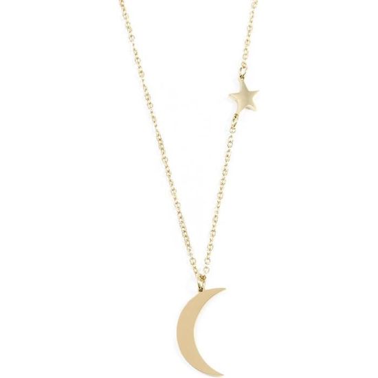 Collier Bohème Multicouche Avec Pendentif étoile Et Lune - Acier Inoxydable, Style Ethnique, Pour Femme