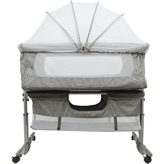 Willonin Berceau Cododo 2 En 1 Pliable - Lit Bébé Avec Matelas & Moustiquaire - 4 Hauteurs Réglables - Beige - 104x52x100-110 Cm