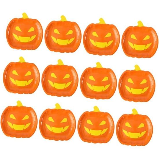 Assiettes Jetables Halloween - Lot De 48 - 18 Cm - Motifs Citrouille, Fantôme - Pour Fête, Anniversaire, Goûter - 2