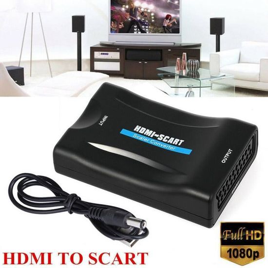 Convertisseur Péritel Vers HDMI Qumox Adaptateur Scart Vers HDMI 1080P Hd Pour Dvd Sky Box Stb Etc