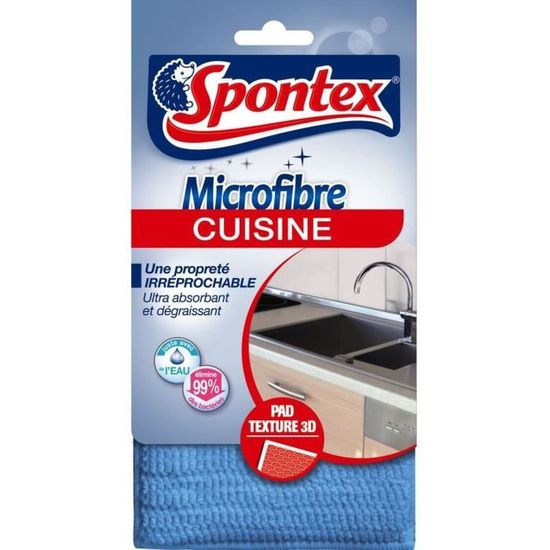 Spontex - Lavettes microfibre pour multi-usages et spéciale cuisine jaune  et bleu (2 pièces), Delivery Near You