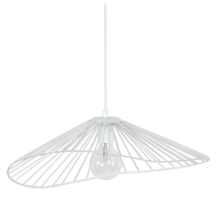 TOSEL Suspension 1 lumière - luminaire intérieur - acier blanc - Style inspiration nordique - H70cm L50cm P44cm