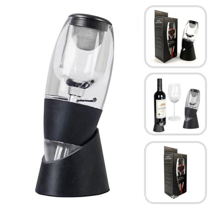 Décanteur à Vin avec Vin Filtre et Base, Décantation Rapide Vin Rouge et Blanc, Idéal pour Les Amateurs de Vin-Noir