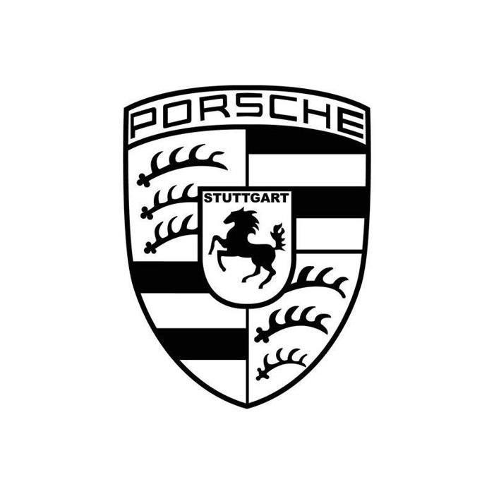 Porsche insigne capot noir logo emblème