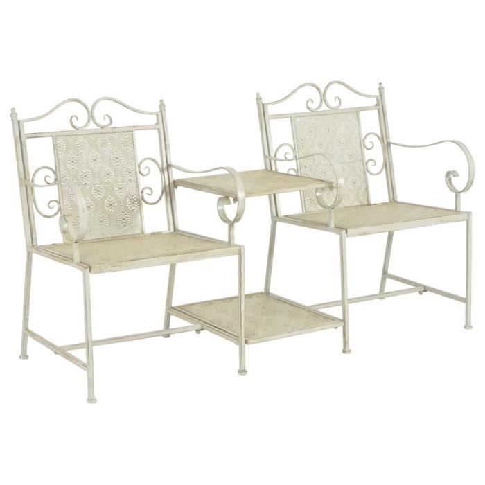 Luxueux Magnifique-Banc de Jardin Terrasse chaise Banquette de Jardin à 2 places 161 cm Acier Blanc