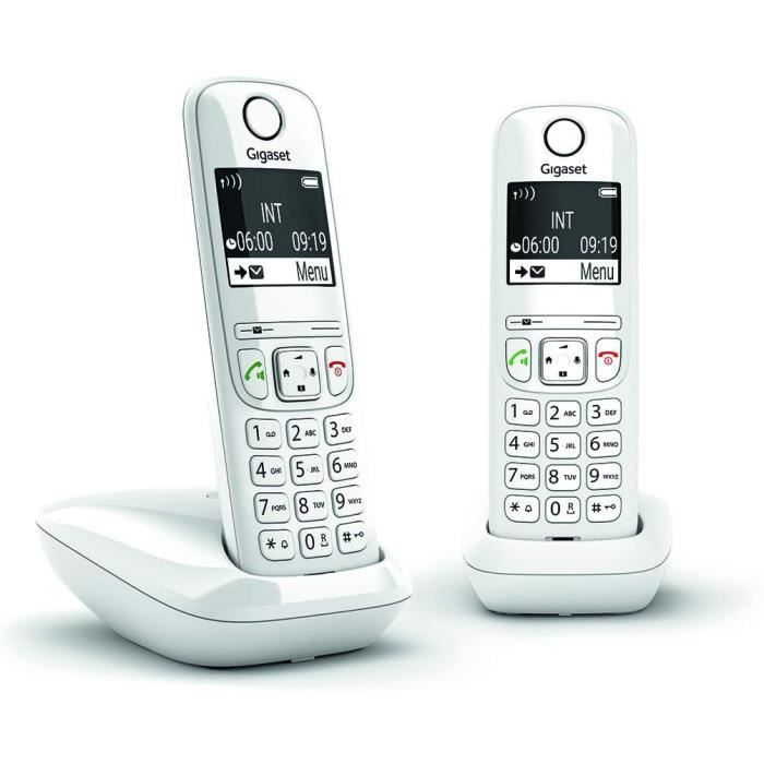 AS690 Duo - Téléphone fixe sans fil, 2 combinés avec grand écran rétroéclairé pour un affichage ultra lisible