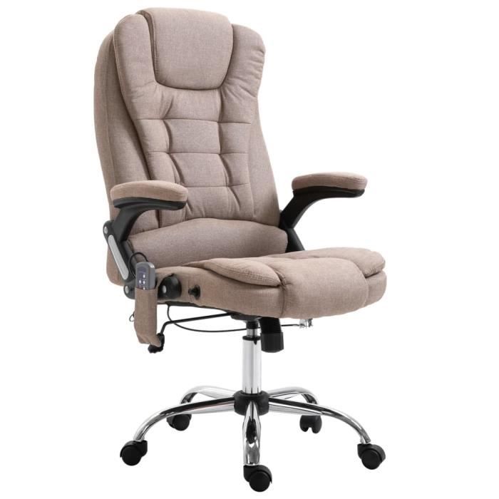 Chaise de bureau de massage fauteuil direction de massage electrique massant relaxation - Taupe Polyester♫2477
